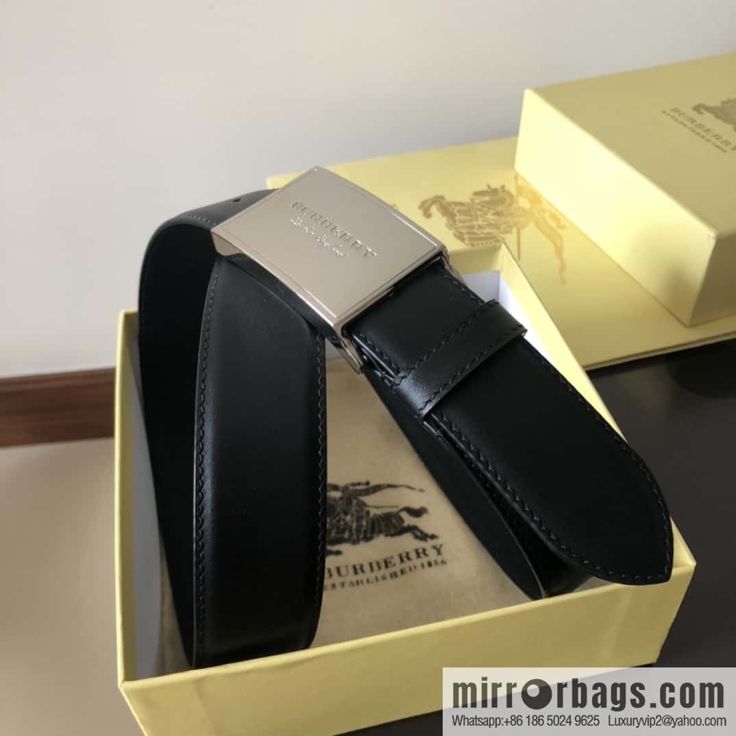 Burberry Classic Board Buckle, Leather Men's Belt 3.5cm