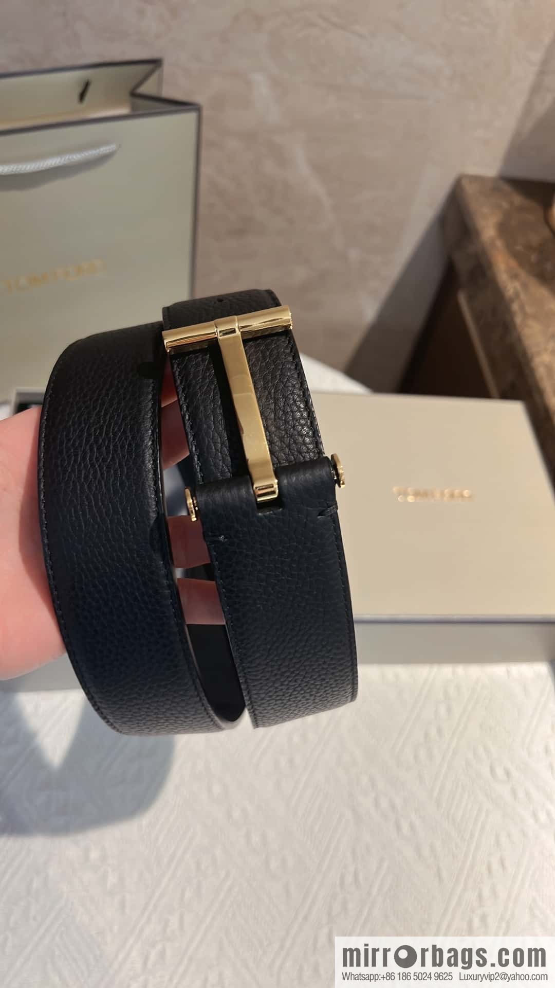 TOMFORD Tom Ford, Men's T-Buckle Double-Sided Belt 4.0cm