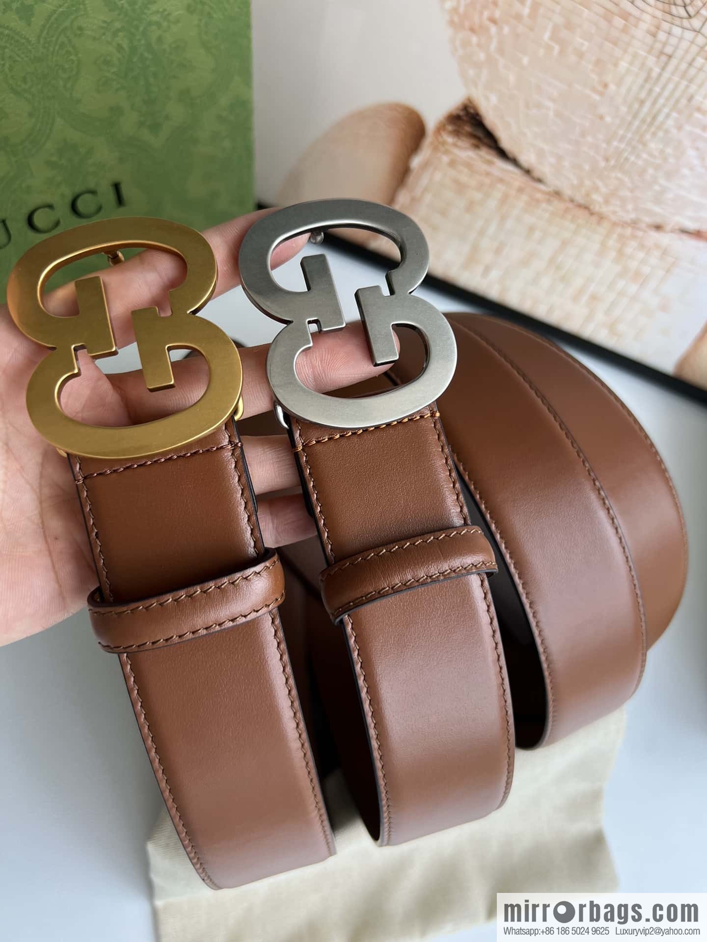 GUCCI Interlocking Double G Buckle, Cowhide Belt 4.0cm