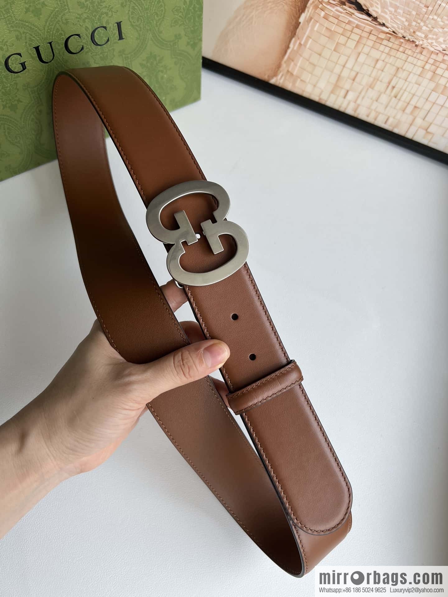 GUCCI Interlocking Double G Buckle, Cowhide Belt 4.0cm