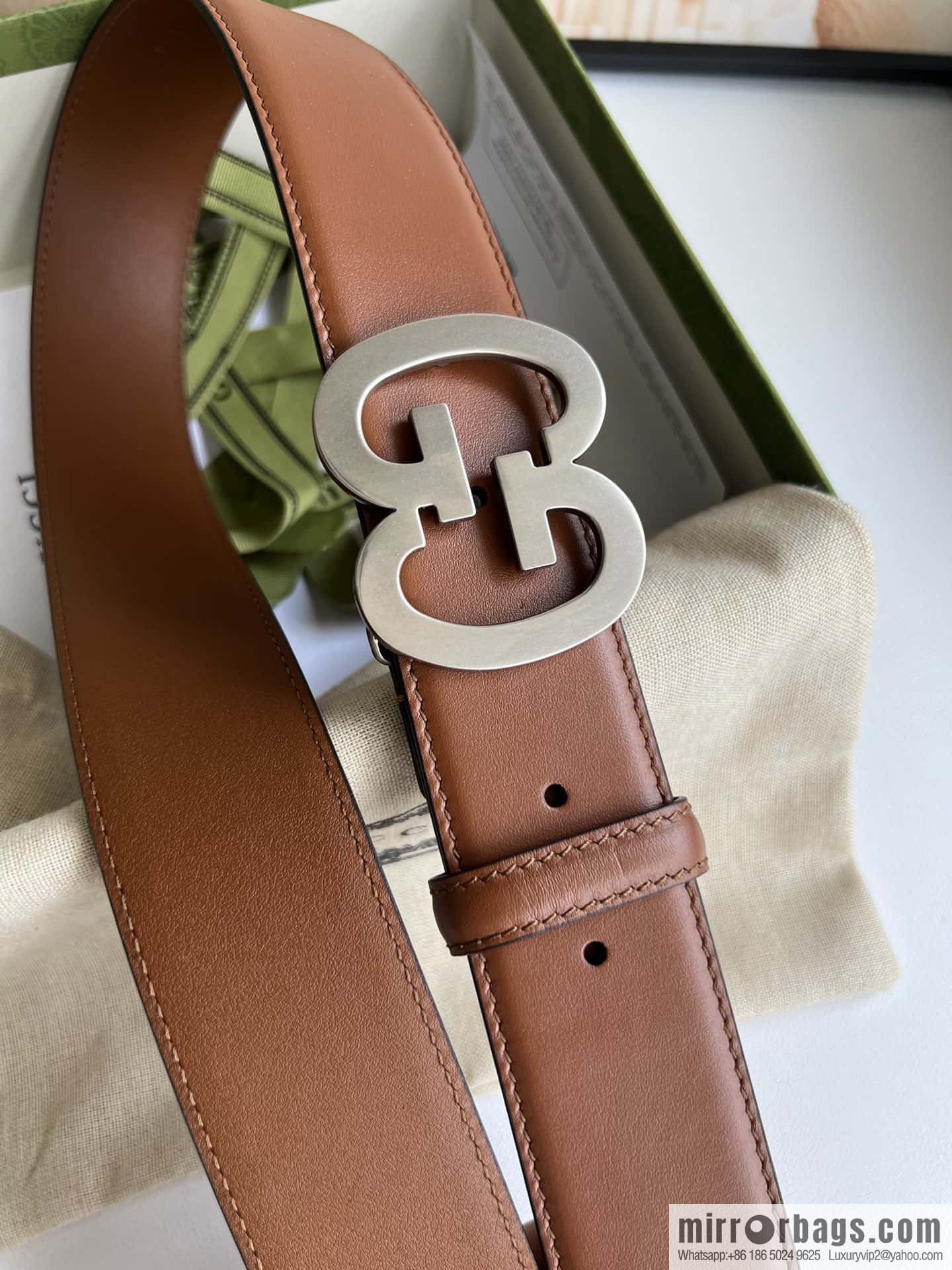 GUCCI Interlocking Double G Buckle, Cowhide Belt 4.0cm