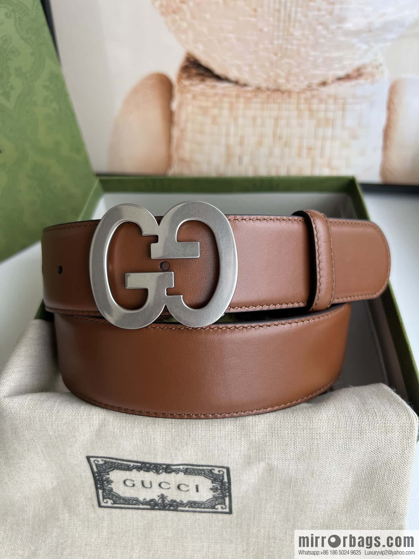 GUCCI Interlocking Double G Buckle, Cowhide Belt 4.0cm