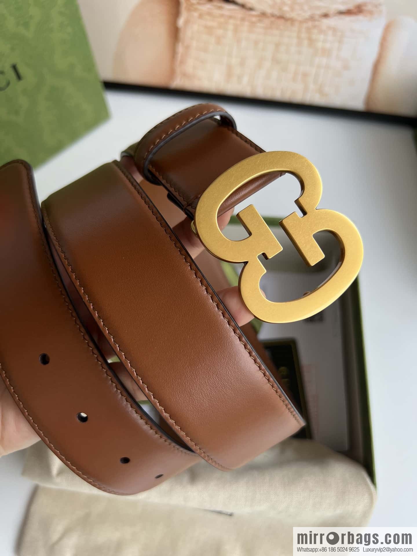 GUCCI Interlocking Double G Buckle, Cowhide Belt 4.0cm