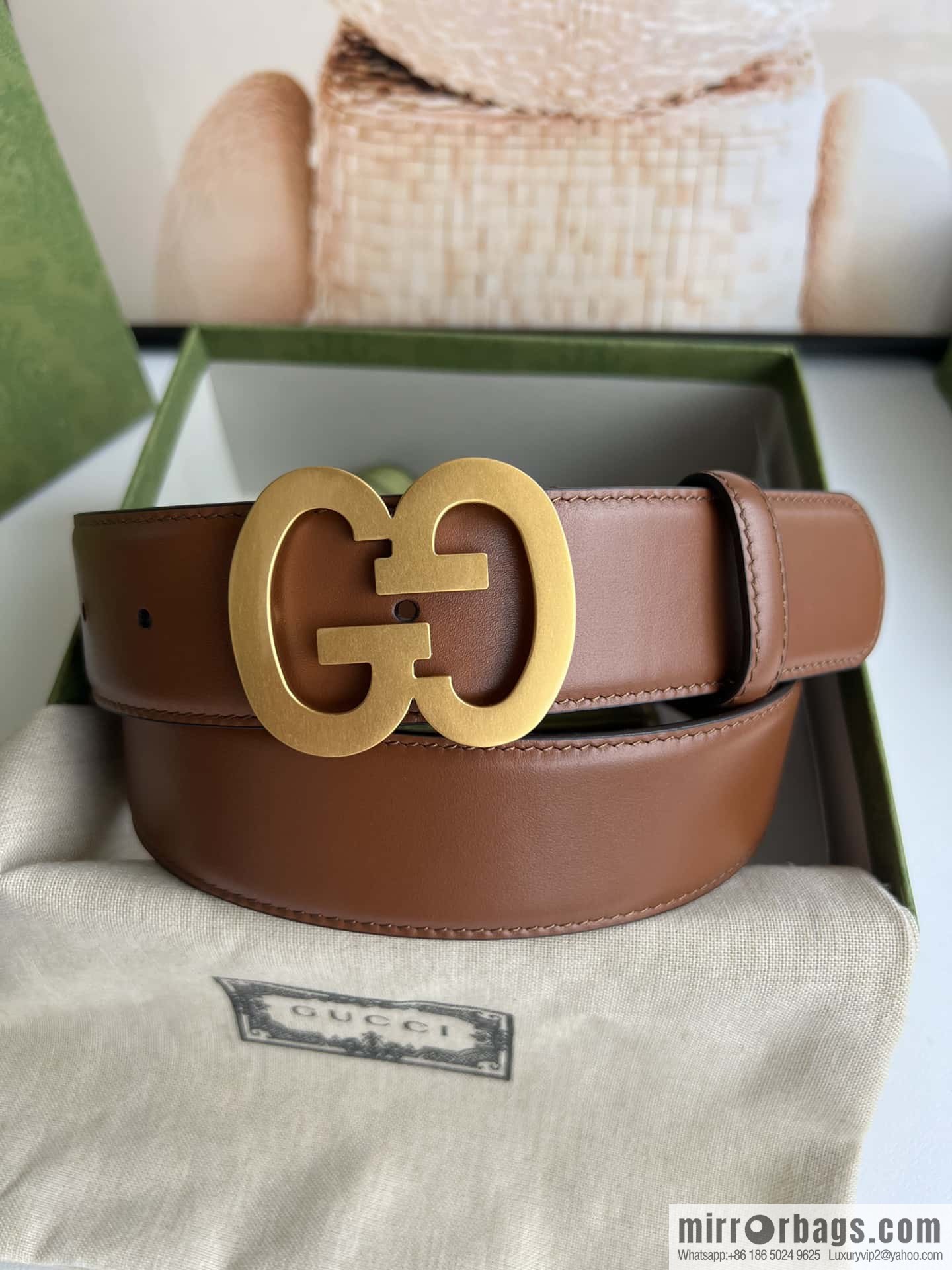 GUCCI Interlocking Double G Buckle, Cowhide Belt 4.0cm
