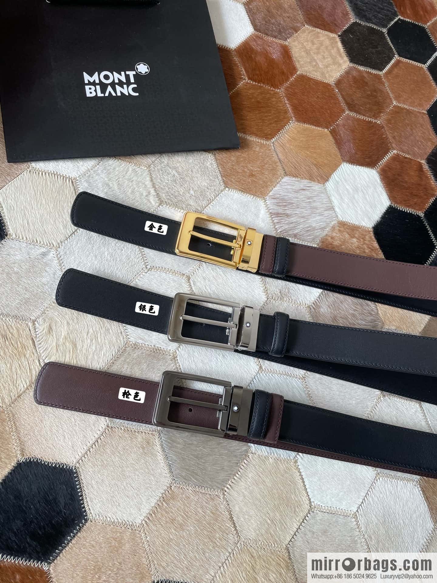 MONTBLANC Montblanc, boutique pin buckle, imported double-sided first-layer cowhide belt