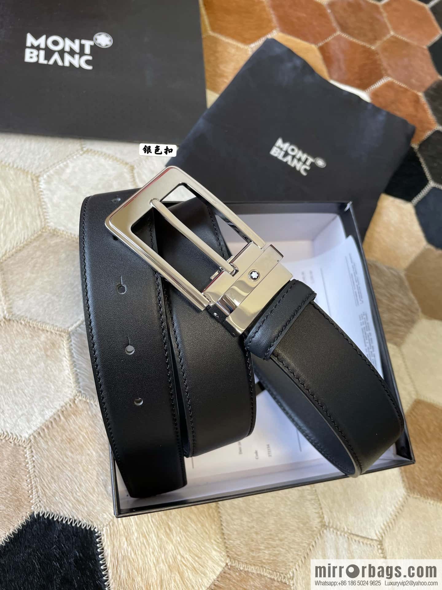 MONTBLANC Montblanc, boutique pin buckle, imported double-sided first-layer cowhide belt