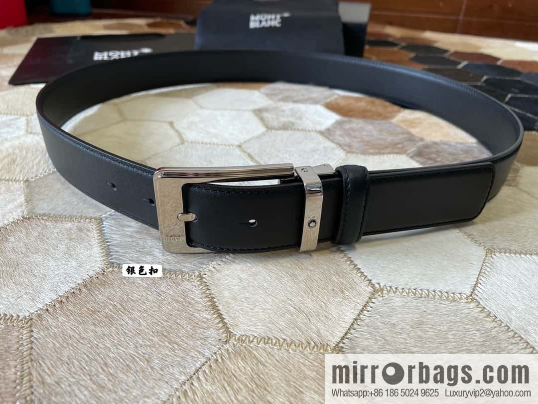 MONTBLANC Montblanc, boutique pin buckle, imported double-sided first-layer cowhide belt