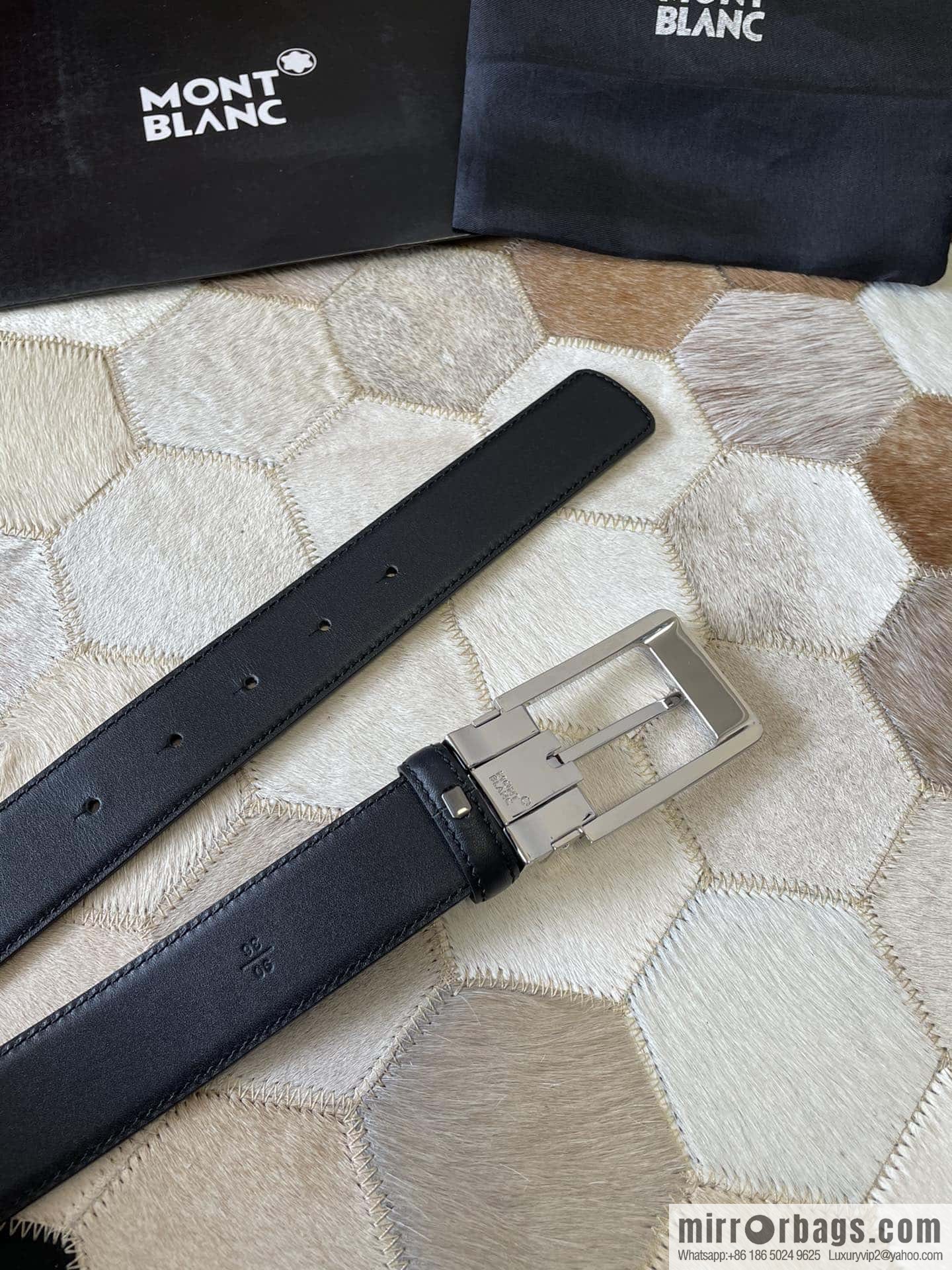 MONTBLANC Montblanc, boutique pin buckle, imported double-sided first-layer cowhide belt