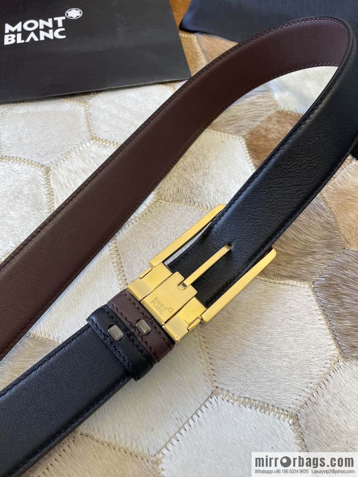 MONTBLANC Montblanc, boutique pin buckle, imported double-sided first-layer cowhide belt