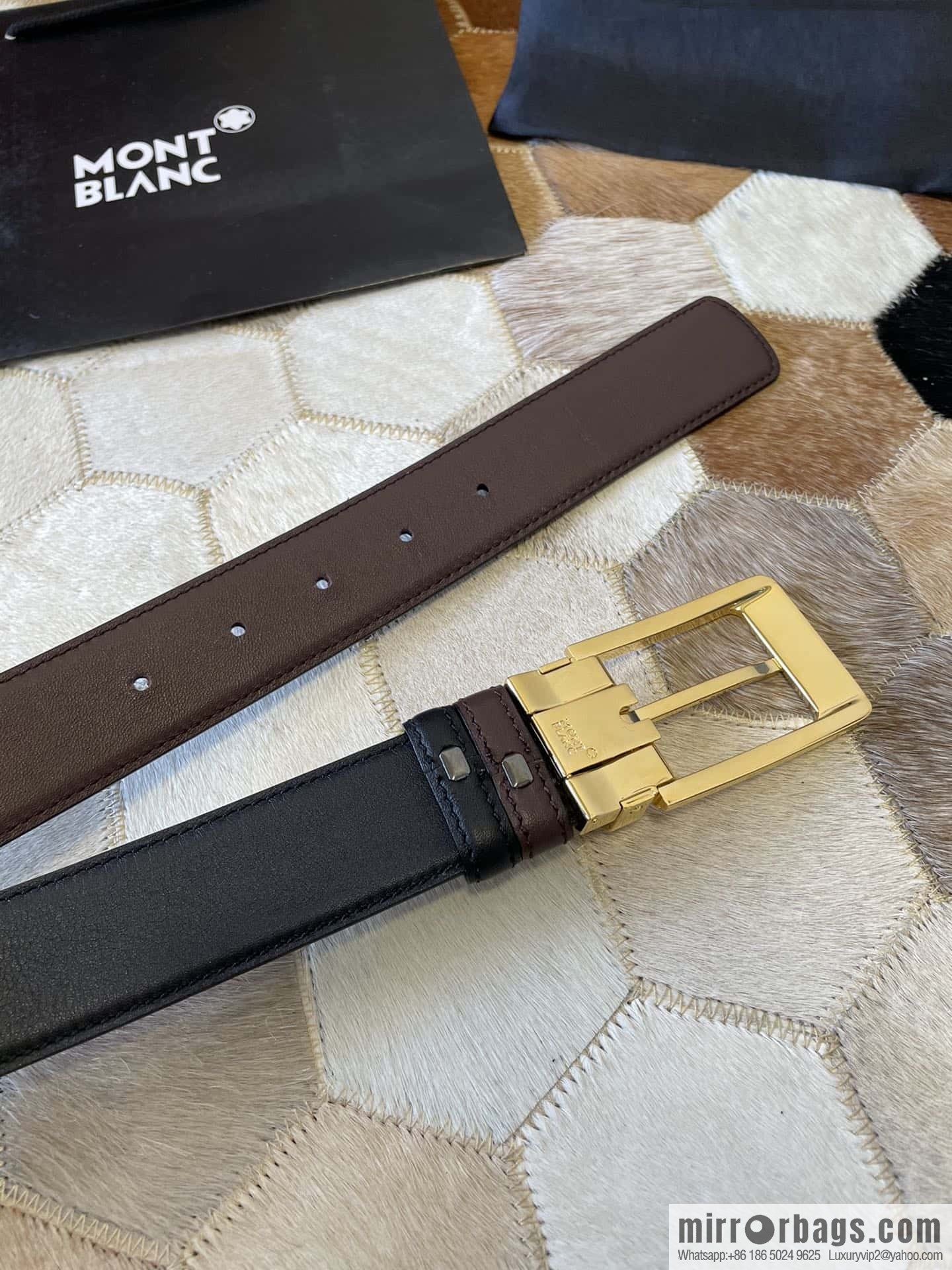 MONTBLANC Montblanc, boutique pin buckle, imported double-sided first-layer cowhide belt
