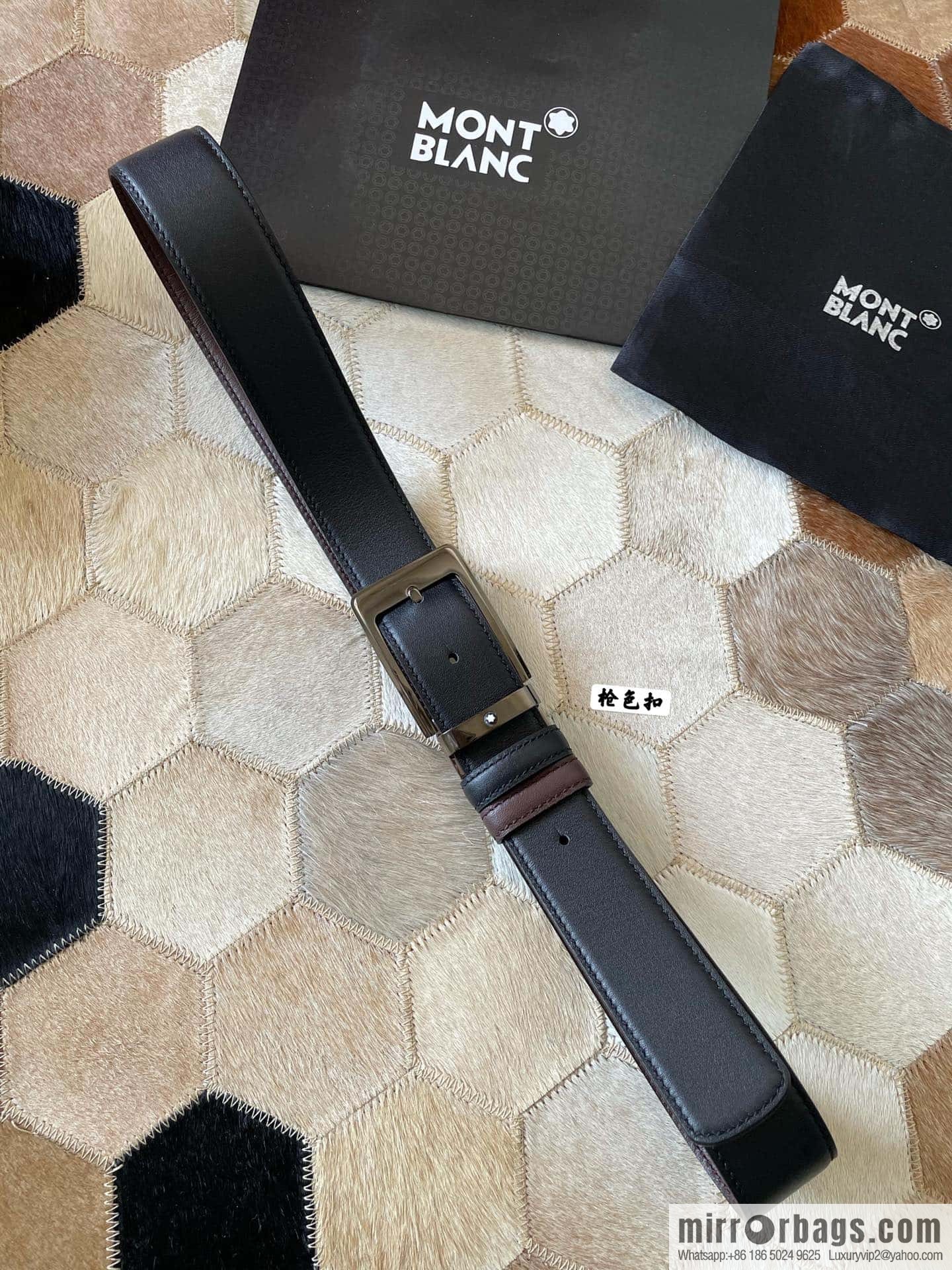 MONTBLANC Montblanc, boutique pin buckle, imported double-sided first-layer cowhide belt