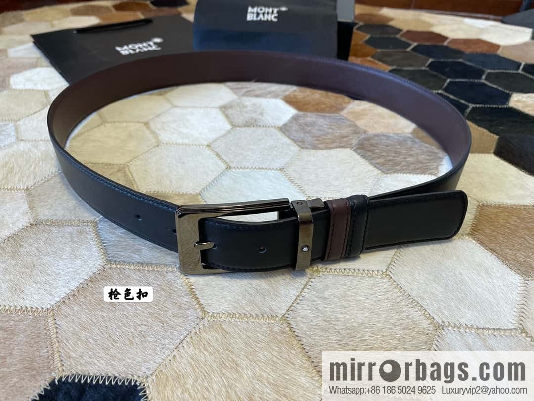 MONTBLANC Montblanc, boutique pin buckle, imported double-sided first-layer cowhide belt