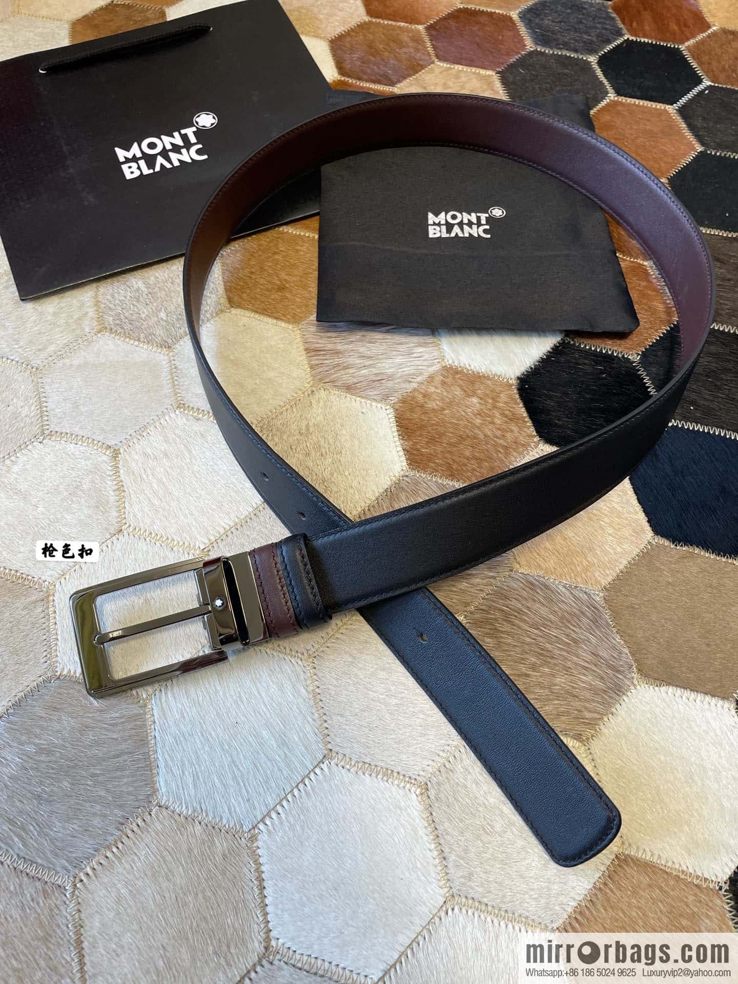 MONTBLANC Montblanc, boutique pin buckle, imported double-sided first-layer cowhide belt