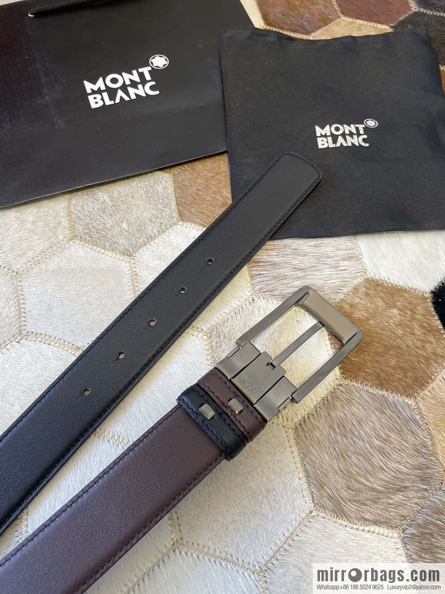 MONTBLANC Montblanc, boutique pin buckle, imported double-sided first-layer cowhide belt