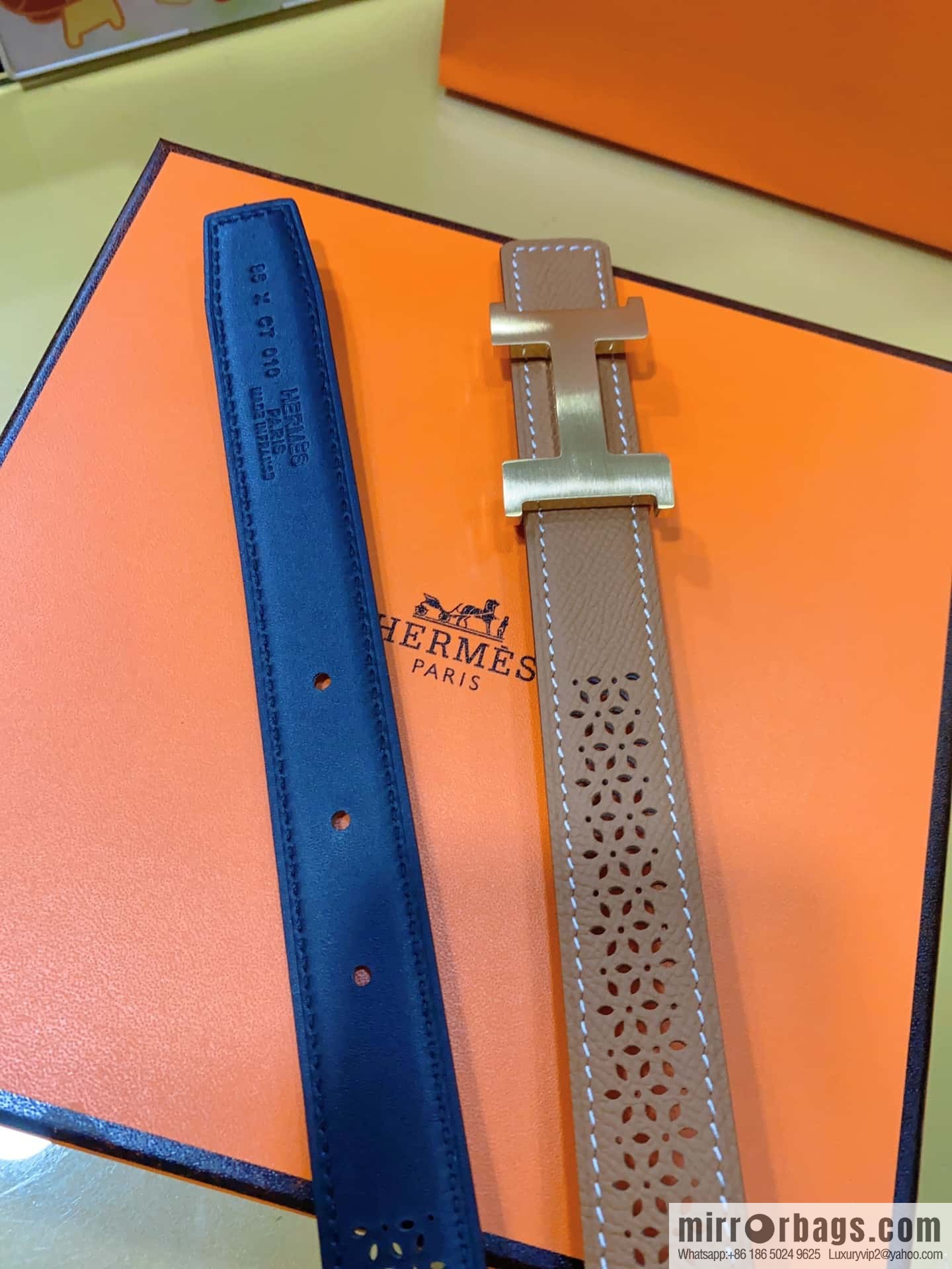 Hermes, mini metal buckle, colorful leather belt 2.4CM