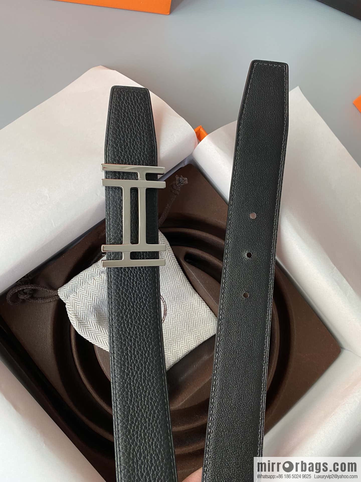 Hermes Togo Leather Double Sided Leather Belt 32mm