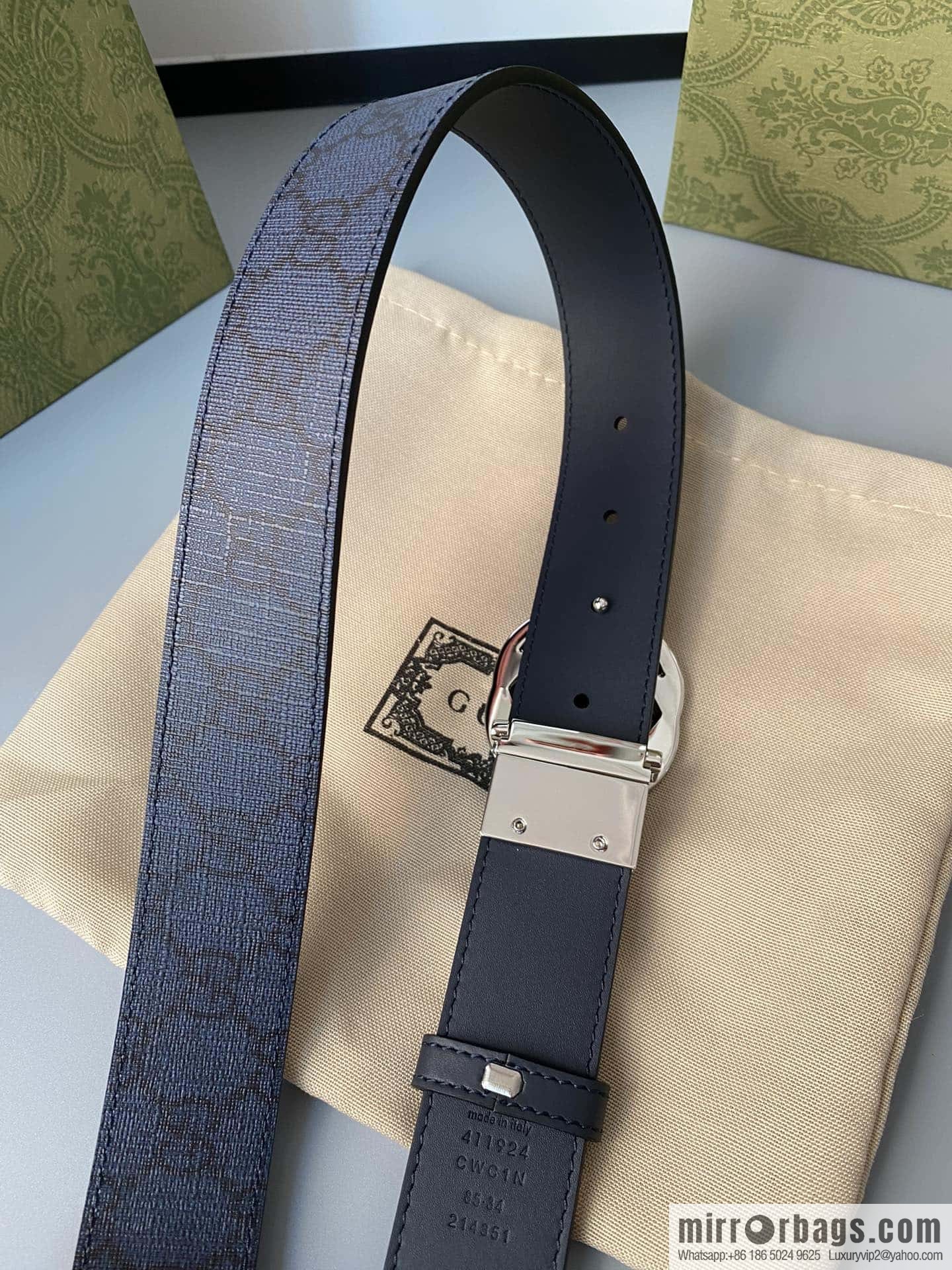 GUCCI 3.5cm square G-buckle double-sided belt