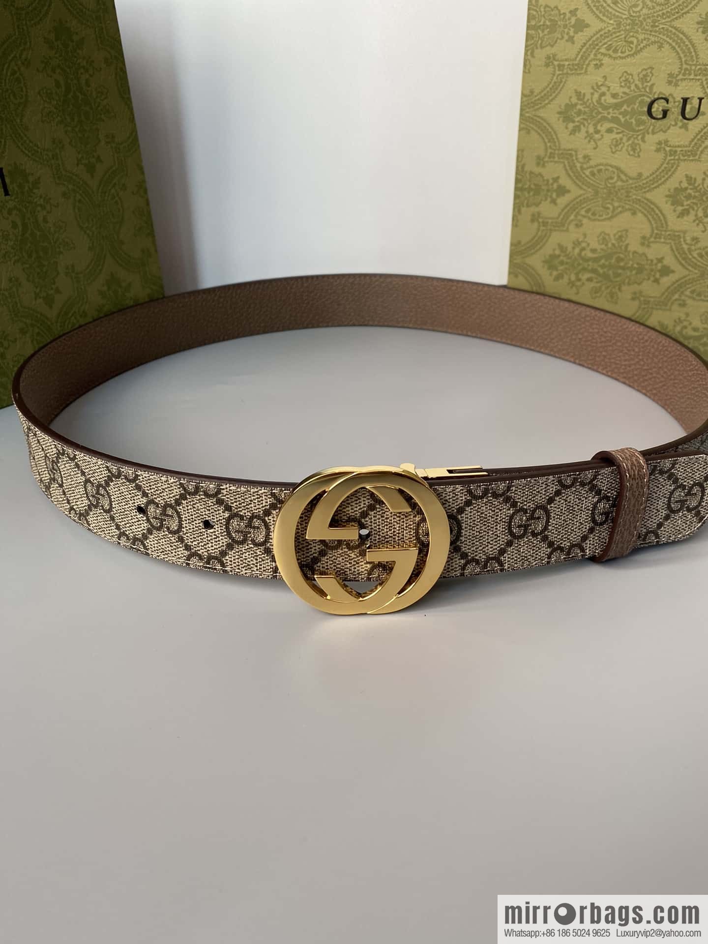 GUCCI 3.5cm square G-buckle double-sided belt