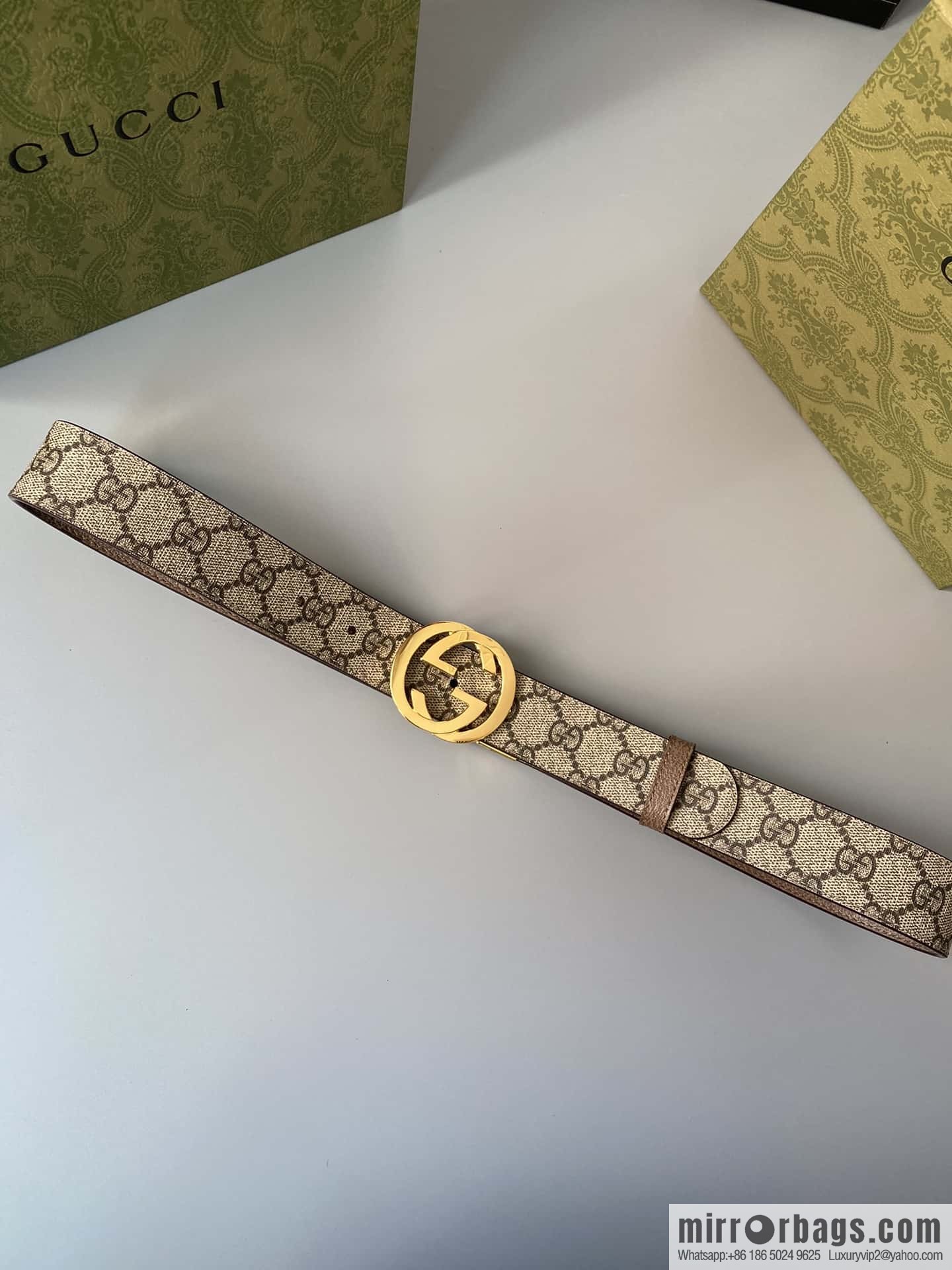 GUCCI 3.5cm square G-buckle double-sided belt