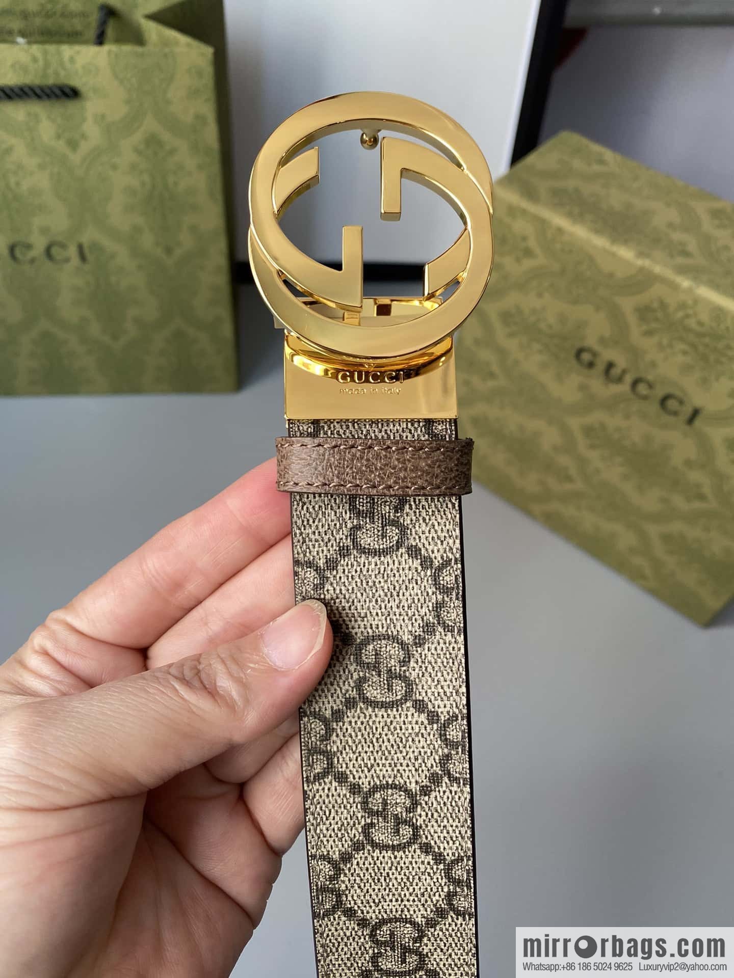 GUCCI 3.5cm square G-buckle double-sided belt