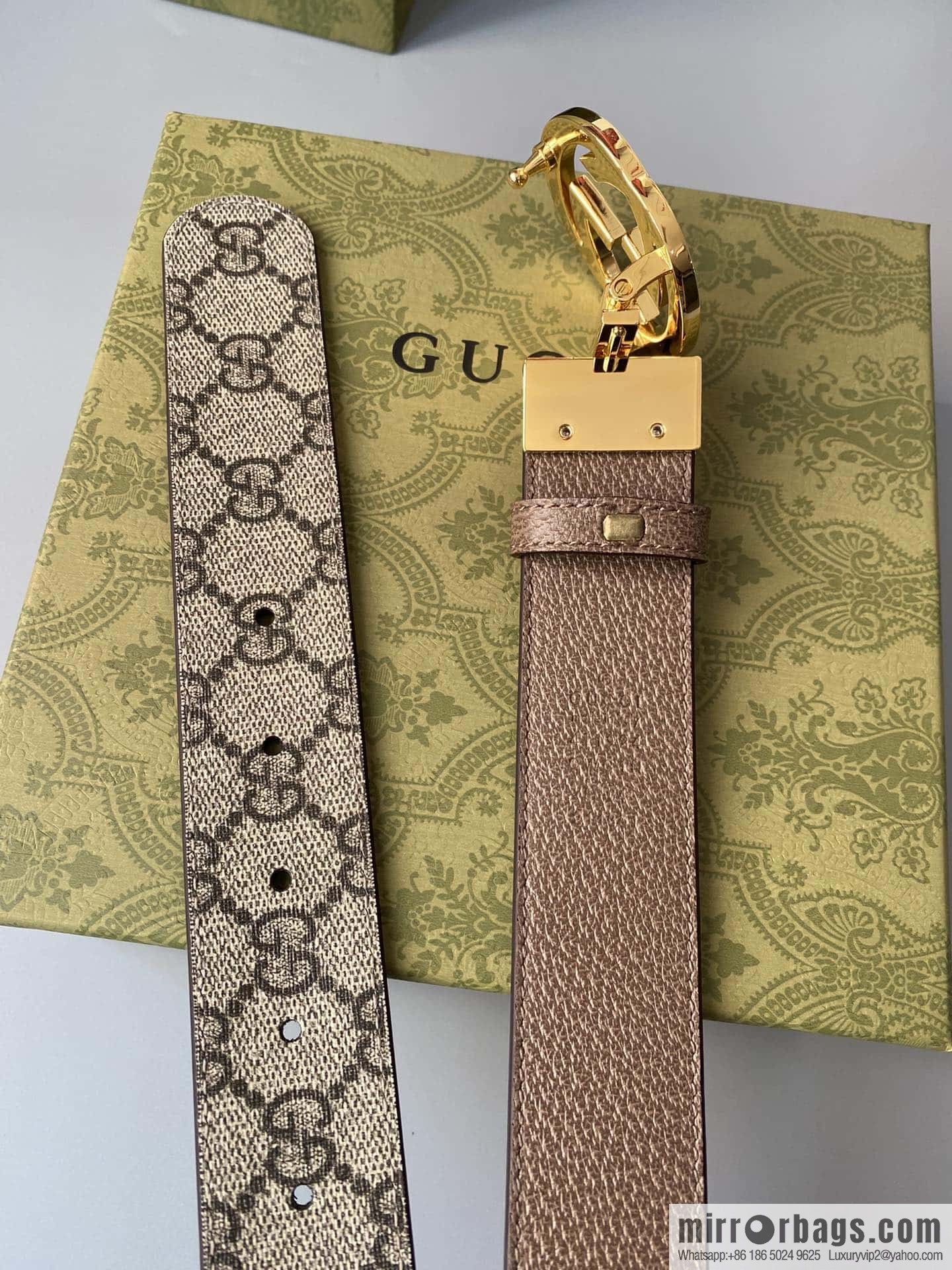 GUCCI 3.5cm square G-buckle double-sided belt