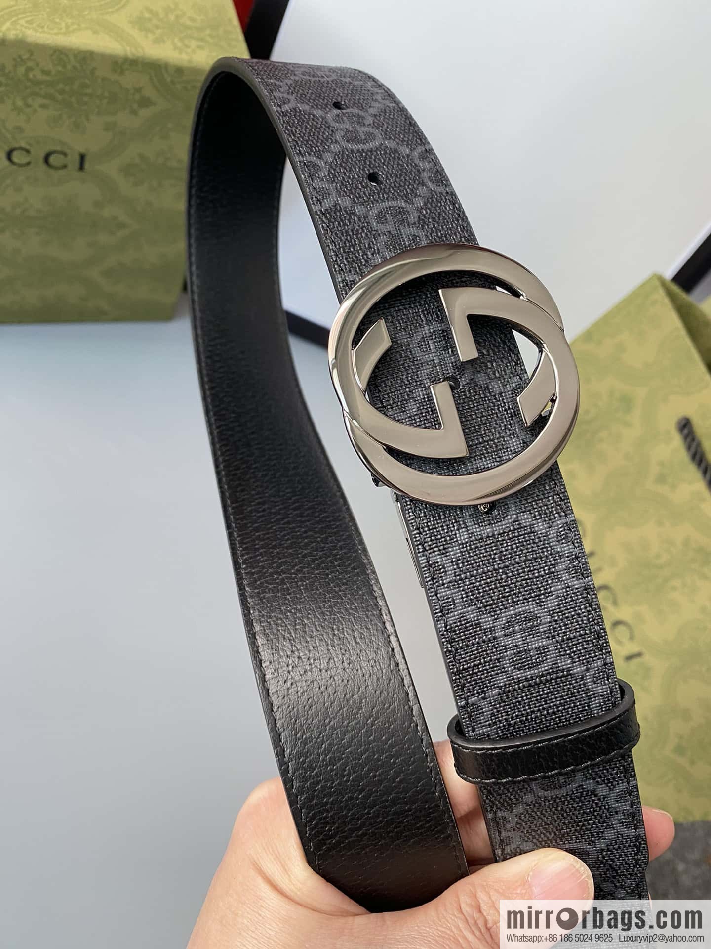 GUCCI 3.5cm square G-buckle double-sided belt
