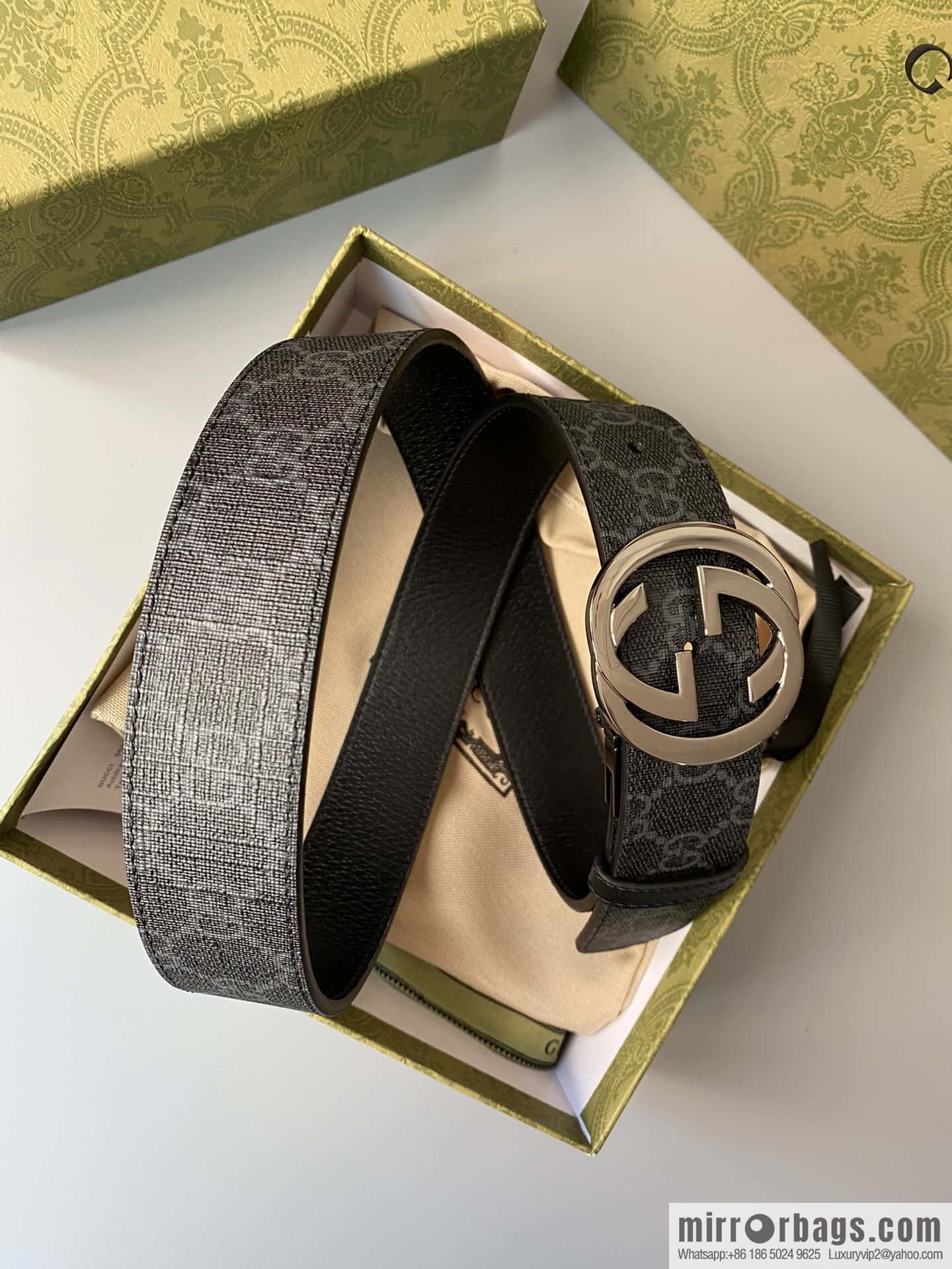 GUCCI 3.5cm square G-buckle double-sided belt