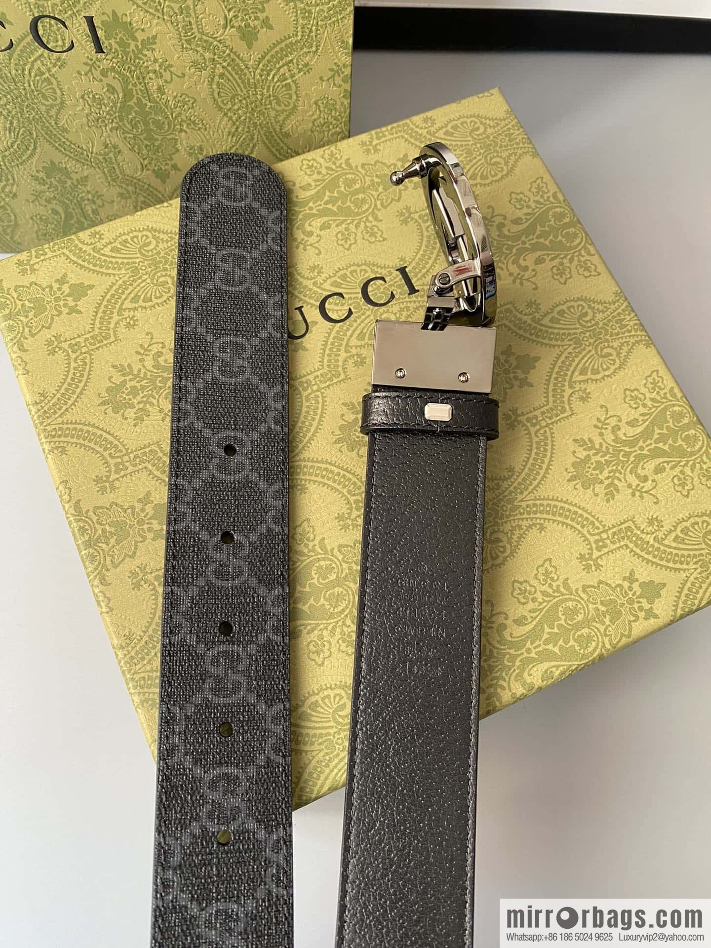 GUCCI 3.5cm square G-buckle double-sided belt