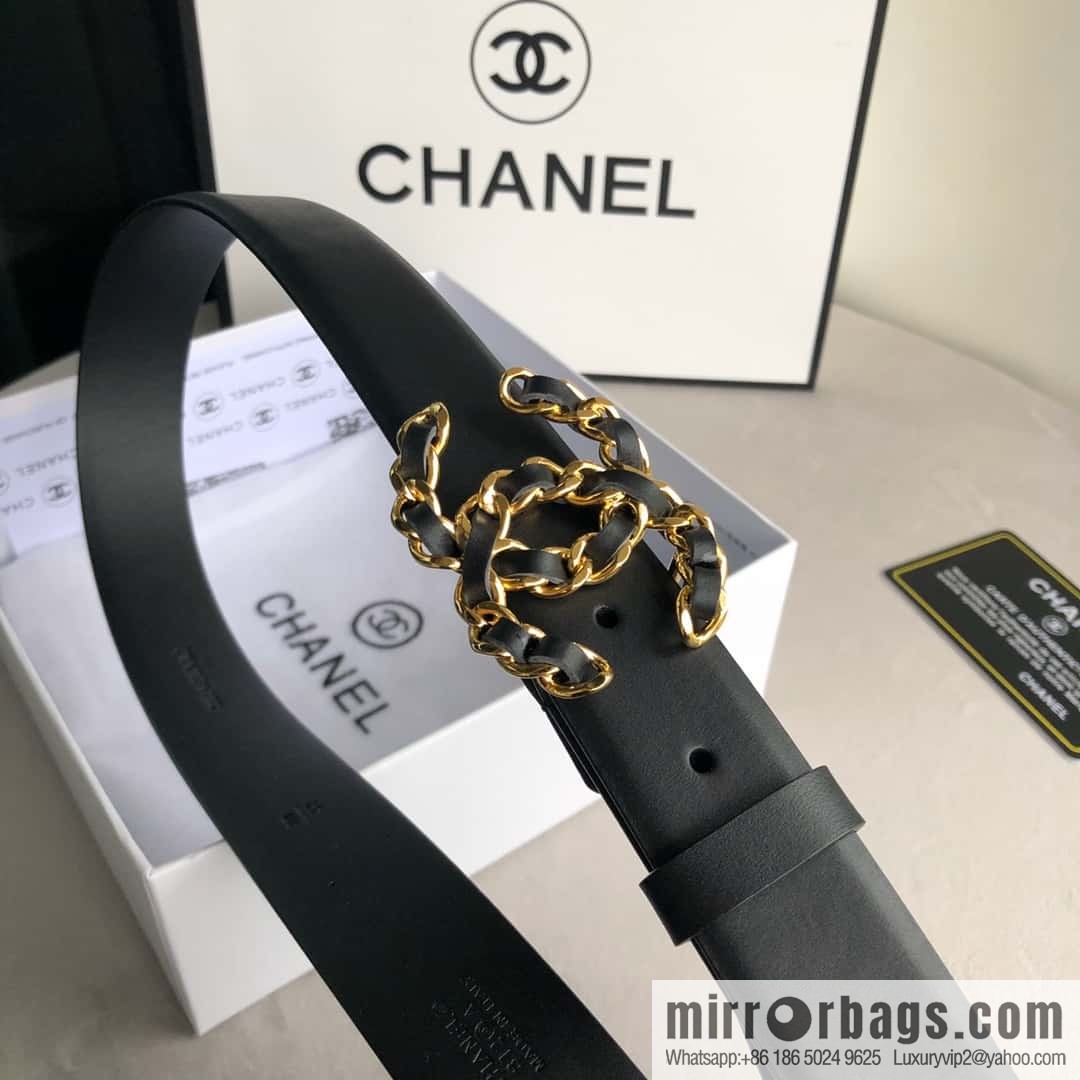 CHANEL chain buckle women's belt 3.0cm