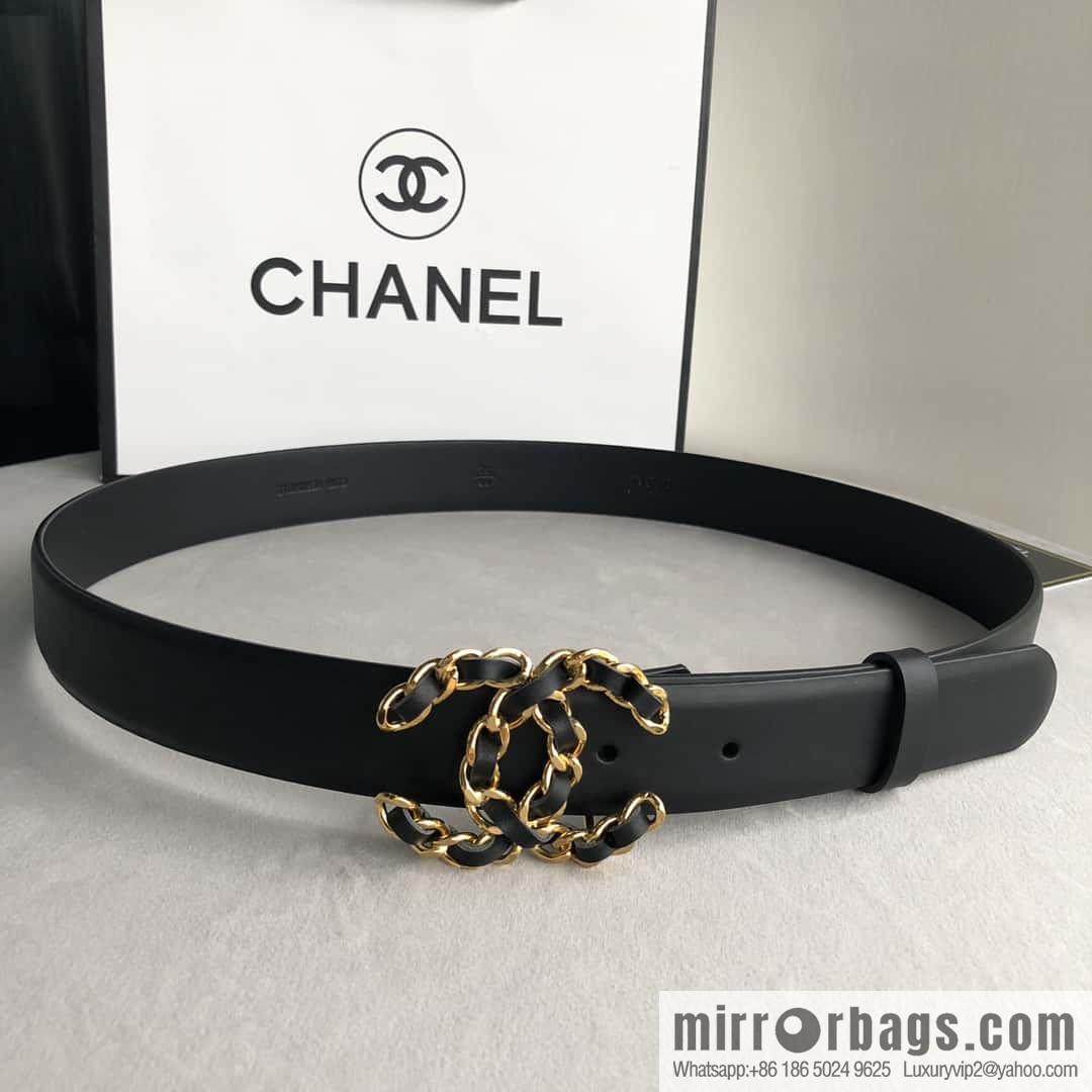 CHANEL chain buckle women's belt 3.0cm