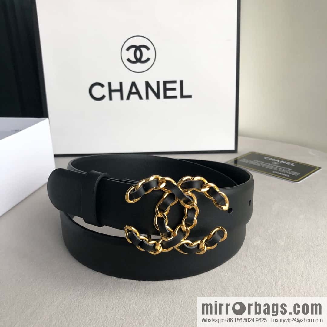 CHANEL chain buckle women's belt 3.0cm