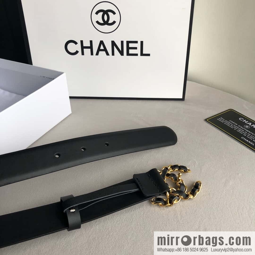 CHANEL chain buckle women's belt 3.0cm
