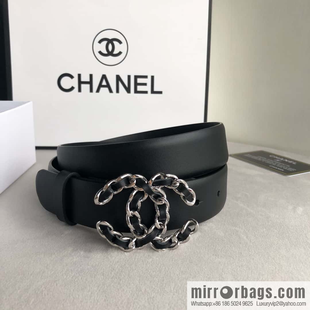 CHANEL chain buckle women's belt 3.0cm