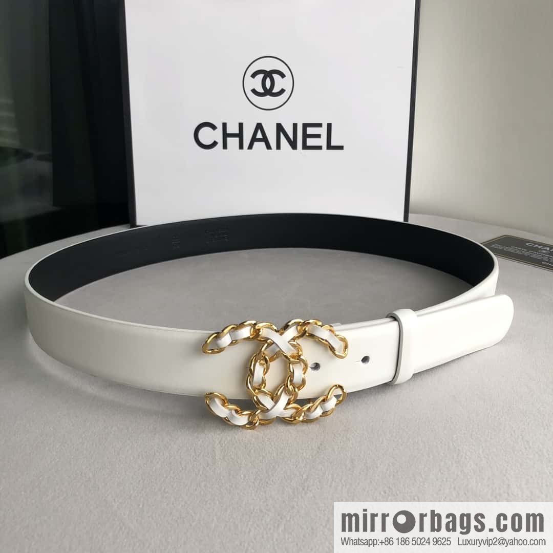 CHANEL chain buckle women's belt 3.0cm