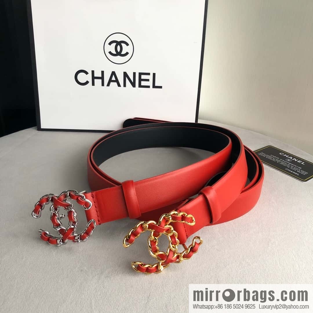 CHANEL chain buckle women's belt 3.0cm