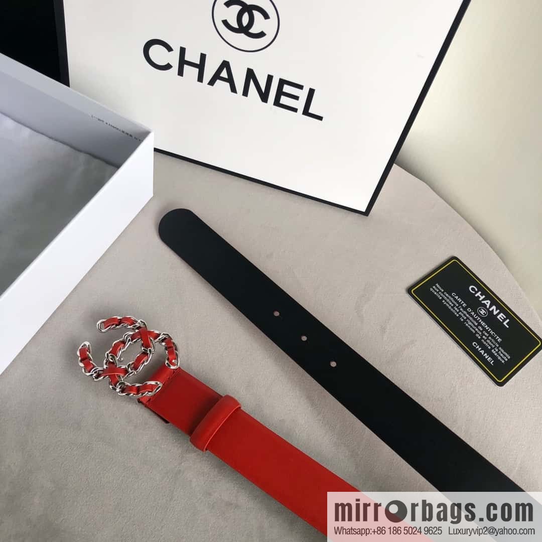 CHANEL chain buckle women's belt 3.0cm