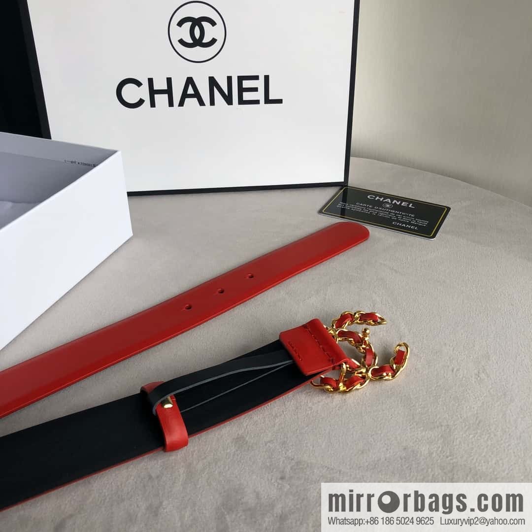 CHANEL chain buckle women's belt 3.0cm