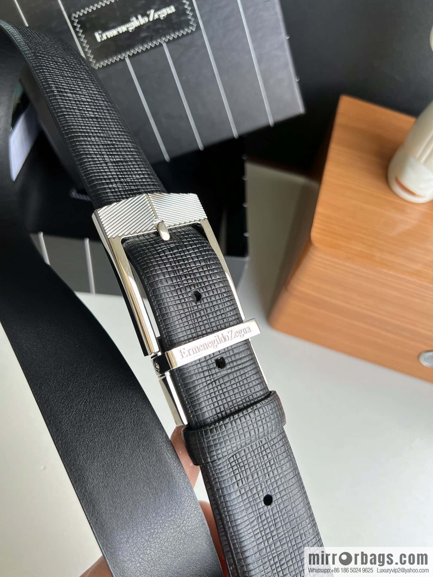 Zegna, black imported cowhide material belt men 3.5cm