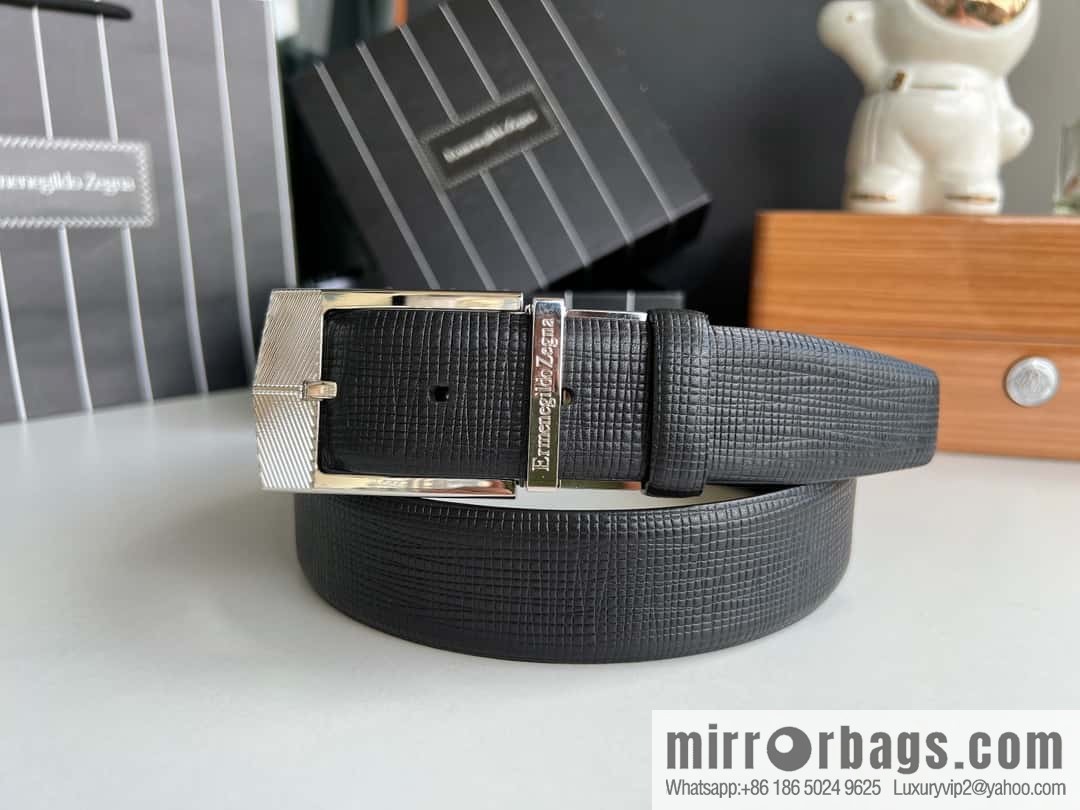 Zegna, black imported cowhide material belt men 3.5cm