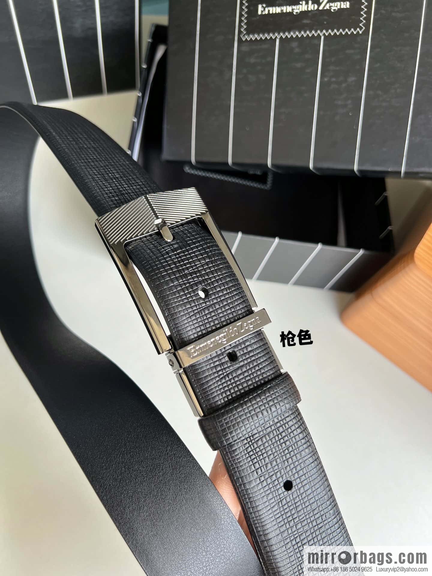 Zegna, black imported cowhide material belt men 3.5cm