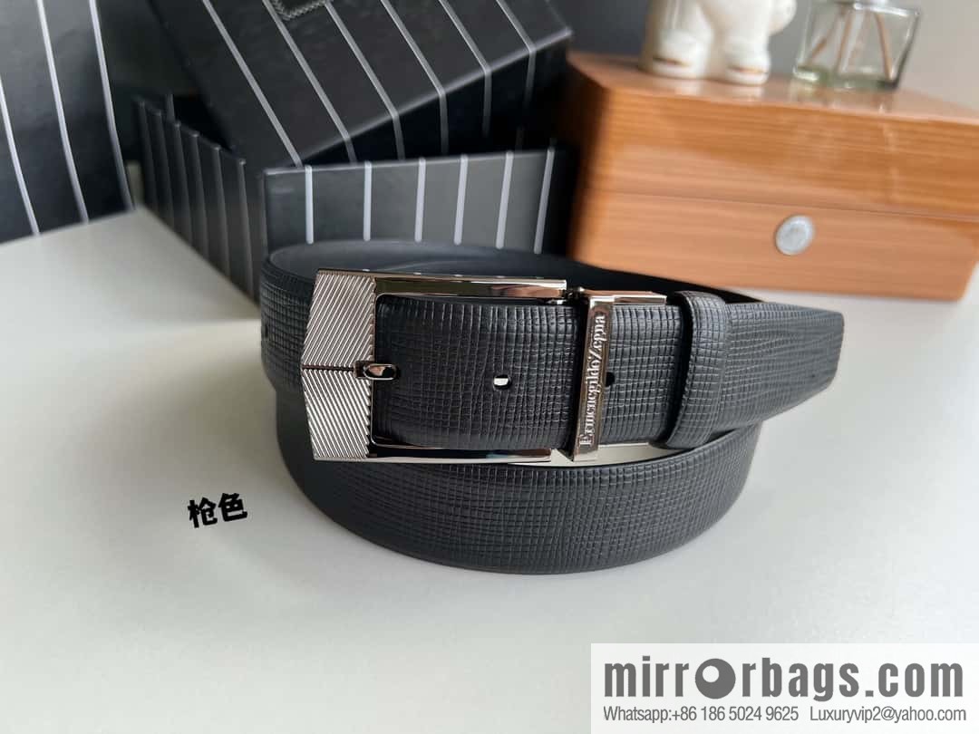 Zegna, black imported cowhide material belt men 3.5cm