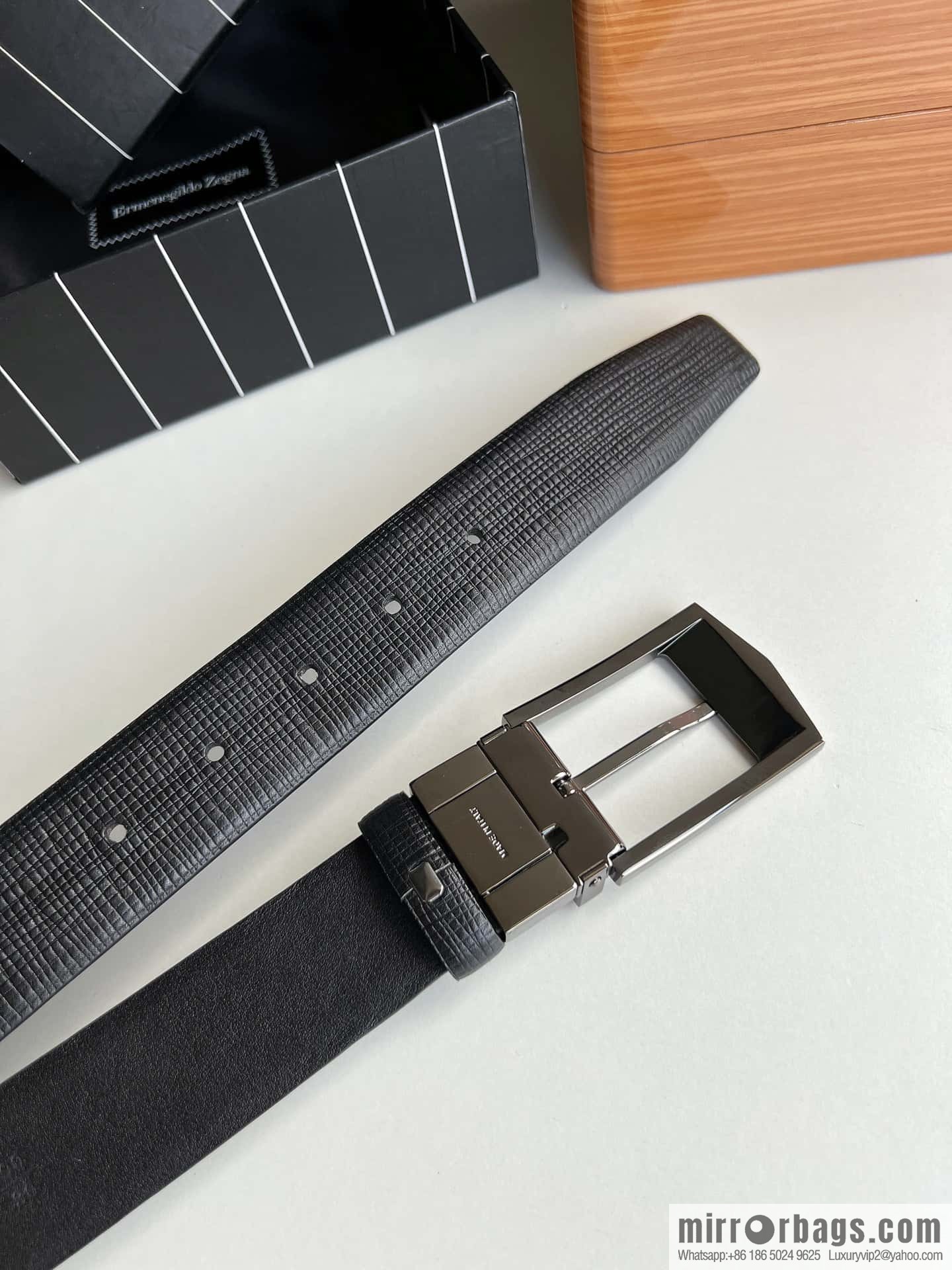 Zegna, black imported cowhide material belt men 3.5cm