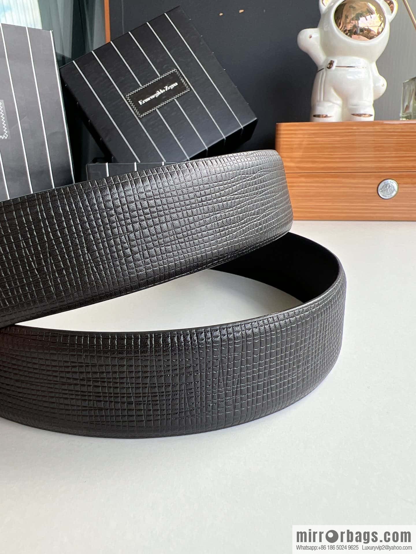 Zegna, black imported cowhide material belt men 3.5cm