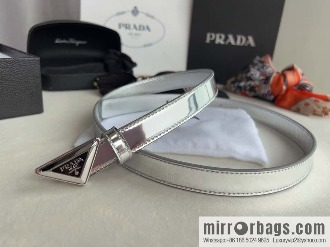 PRADA, metal buckle iconic triangular logo belt 2.0CM