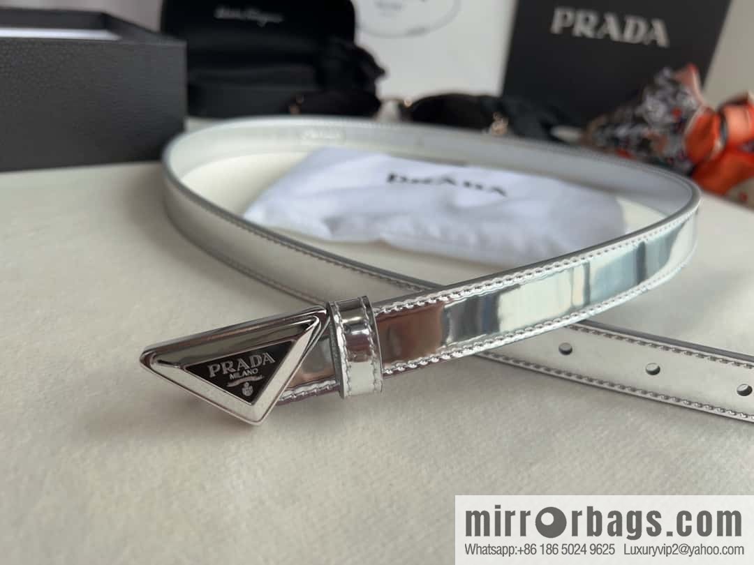 PRADA, metal buckle iconic triangular logo belt 2.0CM