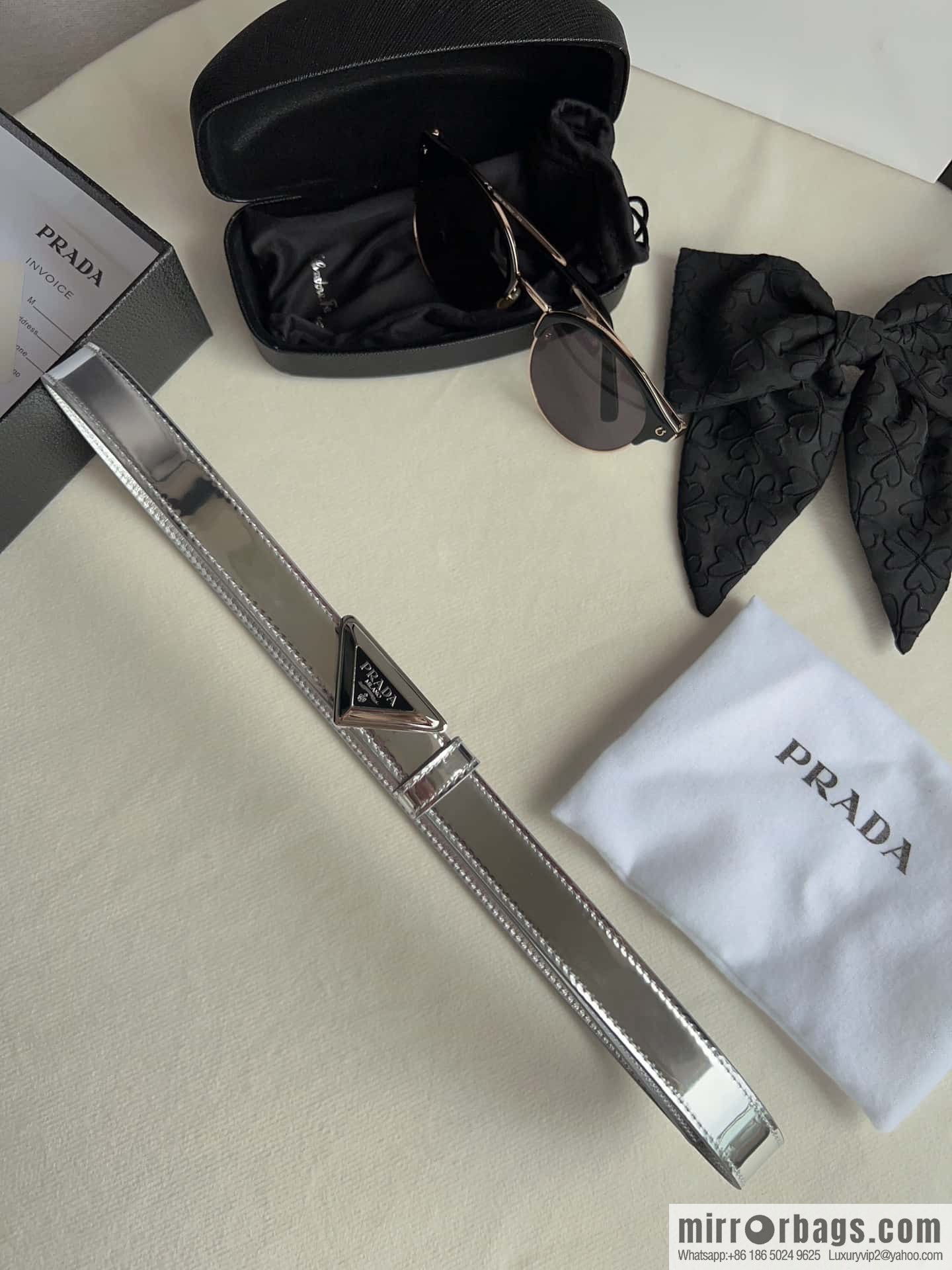 PRADA, metal buckle iconic triangular logo belt 2.0CM