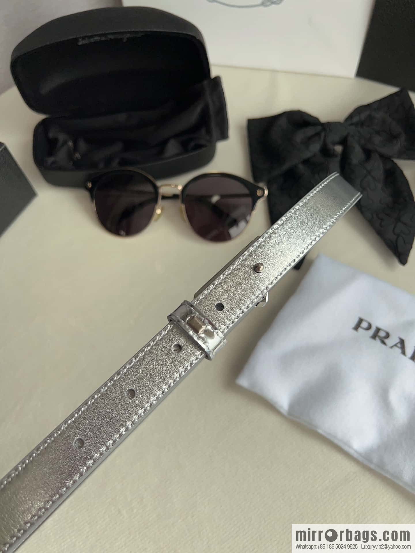 PRADA, metal buckle iconic triangular logo belt 2.0CM
