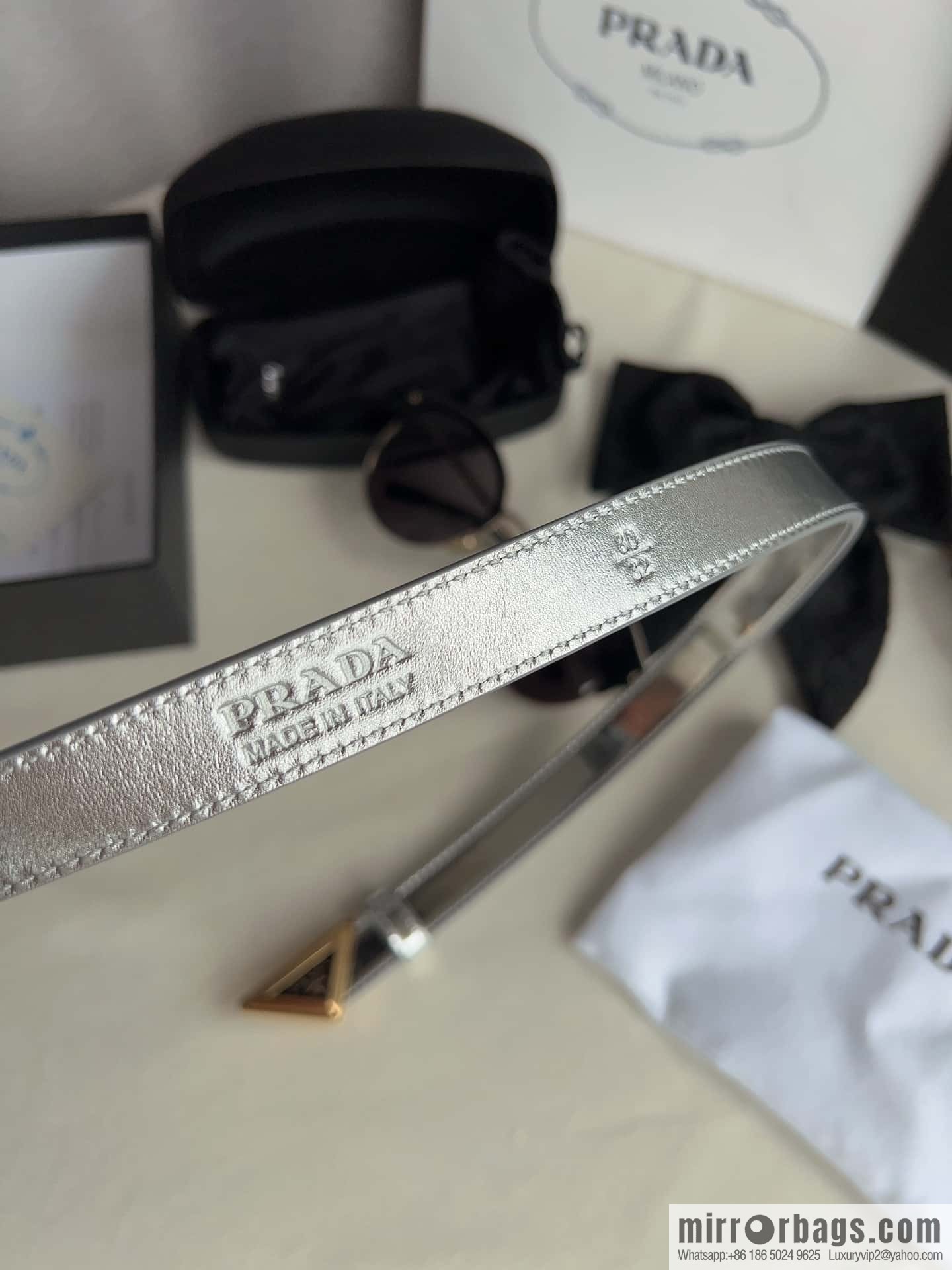 PRADA, metal buckle iconic triangular logo belt 2.0CM