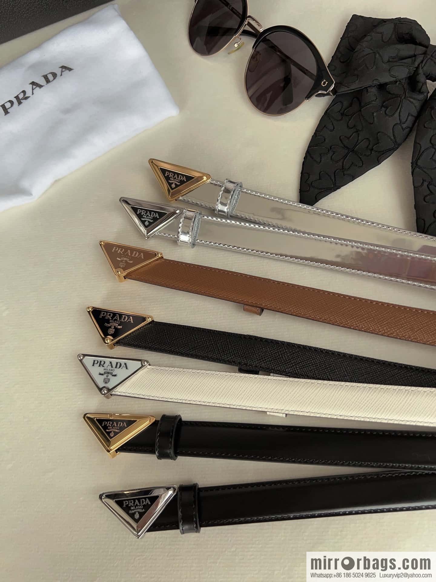 PRADA, metal buckle iconic triangular logo belt 2.0CM