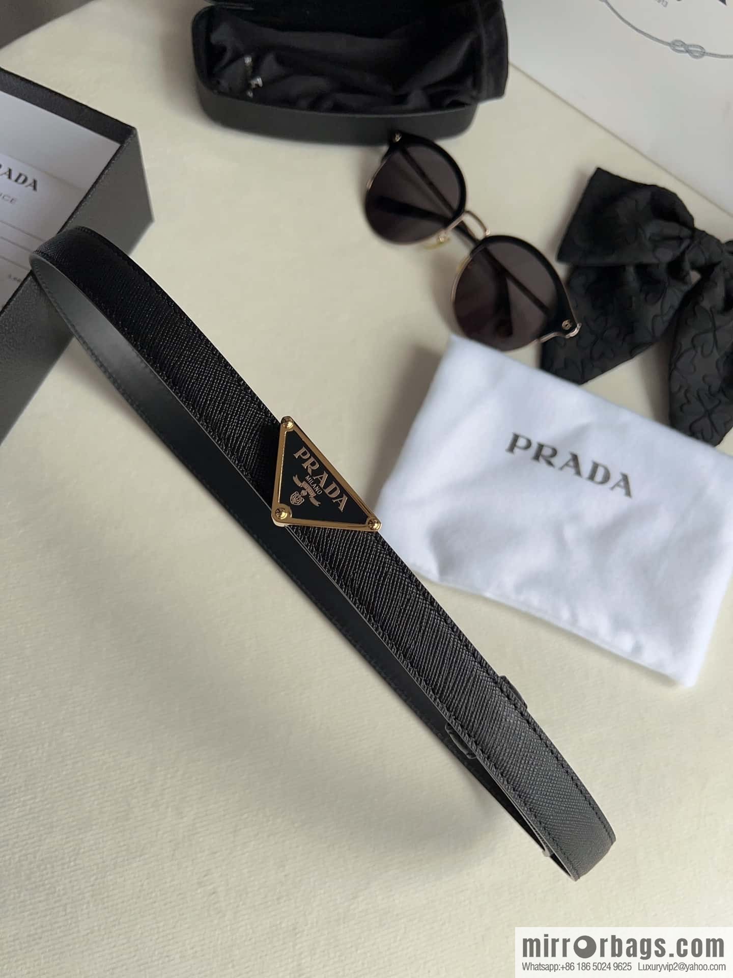 PRADA, metal buckle iconic triangular logo belt 2.0CM